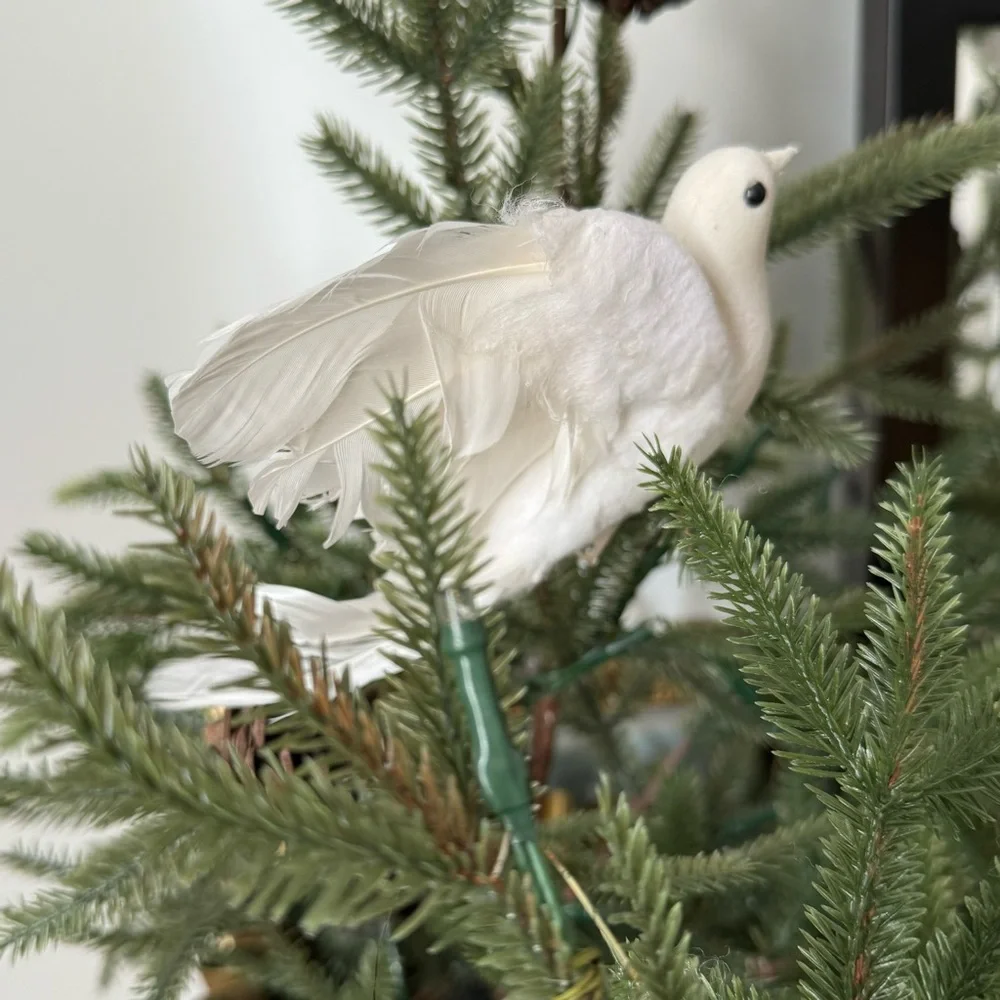 Lot 3 Vintage front Pottery Barn Doves Birds Feathered Christmas